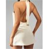 imageSOLY HUX Womens Satin Halter Dress Tie Backless Criss Cross Mini Cocktail Party DressesPlain Beige