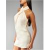 imageSOLY HUX Womens Satin Halter Dress Tie Backless Criss Cross Mini Cocktail Party DressesPlain Beige