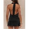 imageSOLY HUX Womens Satin Halter Dress Tie Backless Criss Cross Mini Cocktail Party DressesSolid Black
