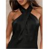 imageSOLY HUX Womens Satin Halter Dress Tie Backless Criss Cross Mini Cocktail Party DressesSolid Black