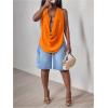 imageSOLY HUX Womens Sexy Cowl Neck Tops Deep V Neck Draped Halter Tie Back Y2K Going Out Cami TopsPlain Orange