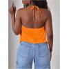 imageSOLY HUX Womens Sexy Cowl Neck Tops Deep V Neck Draped Halter Tie Back Y2K Going Out Cami TopsPlain Orange