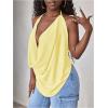 imageSOLY HUX Womens Sexy Cowl Neck Tops Deep V Neck Draped Halter Tie Back Y2K Going Out Cami TopsPlain Yellow