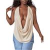 imageSOLY HUX Womens Sexy Cowl Neck Tops Deep V Neck Draped Halter Tie Back Y2K Going Out Cami TopsSolid Apricot