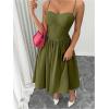 imageSOLY HUX Womens Sleeveless Midi Corset Dress Flared A Line Flowy Party Cami DressesPure Army Green