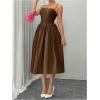 imageSOLY HUX Womens Sleeveless Midi Corset Dress Flared A Line Flowy Party Cami DressesPure Coffee Brown