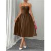 imageSOLY HUX Womens Sleeveless Midi Corset Dress Flared A Line Flowy Party Cami DressesPure Coffee Brown