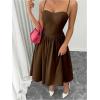 imageSOLY HUX Womens Sleeveless Midi Corset Dress Flared A Line Flowy Party Cami DressesPure Coffee Brown