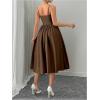 imageSOLY HUX Womens Sleeveless Midi Corset Dress Flared A Line Flowy Party Cami DressesPure Coffee Brown