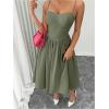imageSOLY HUX Womens Sleeveless Midi Corset Dress Flared A Line Flowy Party Cami DressesPure Dark Green