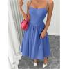 imageSOLY HUX Womens Sleeveless Midi Corset Dress Flared A Line Flowy Party Cami DressesPure Teal Blue