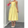 imageSOLY HUX Womens Sleeveless Midi Corset Dress Flared A Line Flowy Party Cami DressesPure Yellow