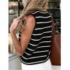 imageSOLY HUX Womens Sleeveless Striped Sweater Vest V Neck Tie Bow Crochet Knit Tank Tops Casual Loose CardiganBlack Striped
