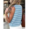 imageSOLY HUX Womens Sleeveless Striped Sweater Vest V Neck Tie Bow Crochet Knit Tank Tops Casual Loose CardiganBlue Striped