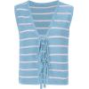 imageSOLY HUX Womens Sleeveless Striped Sweater Vest V Neck Tie Bow Crochet Knit Tank Tops Casual Loose CardiganBlue Striped