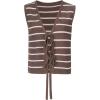 imageSOLY HUX Womens Sleeveless Striped Sweater Vest V Neck Tie Bow Crochet Knit Tank Tops Casual Loose CardiganBrown Striped