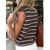imageSOLY HUX Womens Sleeveless Striped Sweater Vest V Neck Tie Bow Crochet Knit Tank Tops Casual Loose CardiganBrown Striped