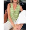 imageSOLY HUX Womens Sleeveless Striped Sweater Vest V Neck Tie Bow Crochet Knit Tank Tops Casual Loose CardiganLight Green Striped