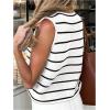 imageSOLY HUX Womens Sleeveless Striped Sweater Vest V Neck Tie Bow Crochet Knit Tank Tops Casual Loose CardiganWhite Striped