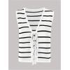 imageSOLY HUX Womens Sleeveless Striped Sweater Vest V Neck Tie Bow Crochet Knit Tank Tops Casual Loose CardiganWhite Striped