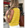 imageSOLY HUX Womens Sleeveless Striped Sweater Vest V Neck Tie Bow Crochet Knit Tank Tops Casual Loose CardiganYellow Striped