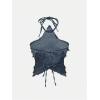 imageSOLY HUX Womens Star Halter Tops Tie Backless Y2k Distressed Denim Cami Crop TopsSolid Blue