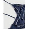 imageSOLY HUX Womens Star Halter Tops Tie Backless Y2k Distressed Denim Cami Crop TopsSolid Blue