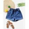 imageSOLY HUX Womens Summer Denim Shorts Drawstring Elastic Waist Straight Leg Jeans with PocketsDark Wash