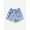 imageSOLY HUX Womens Summer Denim Shorts Drawstring Elastic Waist Straight Leg Jeans with PocketsLight Blue