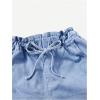 imageSOLY HUX Womens Summer Denim Shorts Drawstring Elastic Waist Straight Leg Jeans with PocketsLight Blue