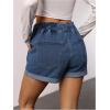 imageSOLY HUX Womens Summer Denim Shorts Drawstring Elastic Waist Straight Leg Jeans with PocketsMedium Wash