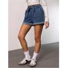 imageSOLY HUX Womens Summer Denim Shorts Drawstring Elastic Waist Straight Leg Jeans with PocketsMedium Wash