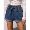 imageSOLY HUX Womens Summer Denim Shorts Drawstring Elastic Waist Straight Leg Jeans with PocketsMedium Wash