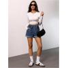 imageSOLY HUX Womens Summer Denim Shorts Drawstring Elastic Waist Straight Leg Jeans with PocketsMedium Wash