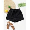 imageSOLY HUX Womens Summer Denim Shorts Drawstring Elastic Waist Straight Leg Jeans with PocketsPlain Black