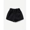 imageSOLY HUX Womens Summer Denim Shorts Drawstring Elastic Waist Straight Leg Jeans with PocketsPlain Black