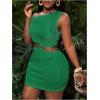 imageSOLY HUX Womens Summer Dresses Textured Cutout Sleeveless Bodycon Party Mini DressSolid Green