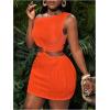imageSOLY HUX Womens Summer Dresses Textured Cutout Sleeveless Bodycon Party Mini DressSolid Orange