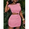 imageSOLY HUX Womens Summer Dresses Textured Cutout Sleeveless Bodycon Party Mini DressSolid Pink