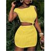 imageSOLY HUX Womens Summer Dresses Textured Cutout Sleeveless Bodycon Party Mini DressSolid Yellow