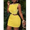 imageSOLY HUX Womens Summer Dresses Textured Cutout Sleeveless Bodycon Party Mini DressSolid Yellow