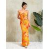 imageSOLY HUX Womens Summer Floral Tube Dress Twist Front Strapless Vacation Beach Dresses Maxi DressBurnt Orange