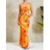 imageSOLY HUX Womens Summer Floral Tube Dress Twist Front Strapless Vacation Beach Dresses Maxi DressBurnt Orange