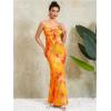 imageSOLY HUX Womens Summer Floral Tube Dress Twist Front Strapless Vacation Beach Dresses Maxi DressBurnt Orange