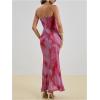 imageSOLY HUX Womens Summer Floral Tube Dress Twist Front Strapless Vacation Beach Dresses Maxi DressHot Pink