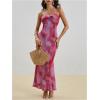 imageSOLY HUX Womens Summer Floral Tube Dress Twist Front Strapless Vacation Beach Dresses Maxi DressHot Pink