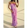 imageSOLY HUX Womens Summer Floral Tube Dress Twist Front Strapless Vacation Beach Dresses Maxi DressMulti Purple
