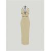 imageSOLY HUX Womens Tie Backless Maxi Halter Dress Deep V Neck Sleeveless Knit Elegant DressesPlain Khaki