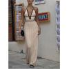 imageSOLY HUX Womens Tie Backless Maxi Halter Dress Deep V Neck Sleeveless Knit Elegant DressesPlain Light Brown
