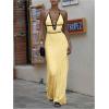 imageSOLY HUX Womens Tie Backless Maxi Halter Dress Deep V Neck Sleeveless Knit Elegant DressesPlain Yellow